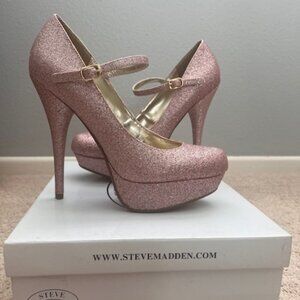 Steve Madden Pink Glitter Mary Jane Pumps Size 8